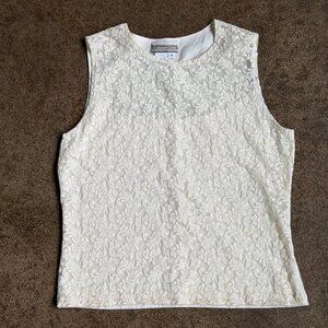 Coldwater Creek Cream Lace Sleeveless Top